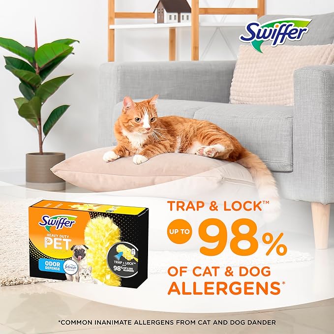 Swiffer Pet Heavy Duty Dusters Refills, Multisurface 360 Dusters with Febreze Odor Defense, 11 Count
