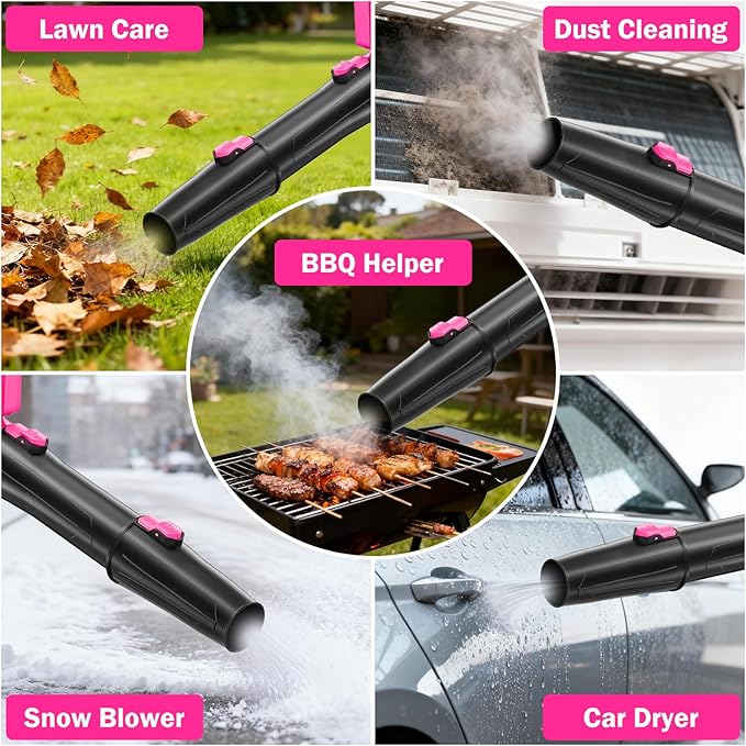 Cordless Leaf Blower, LEAWINDY 21V Battery Leaf Blower with 6-Speed Levels, Handheld Lightweight Blower & 2 Extended Tubes, Snow Blower for Blowing Leaves, Lawn, Garden, Garage, Yard