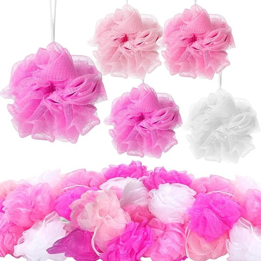 CHENGU 80 Pcs Loofah Bulk Sponge Bath Sponges for Shower, 20g (Pink Series)