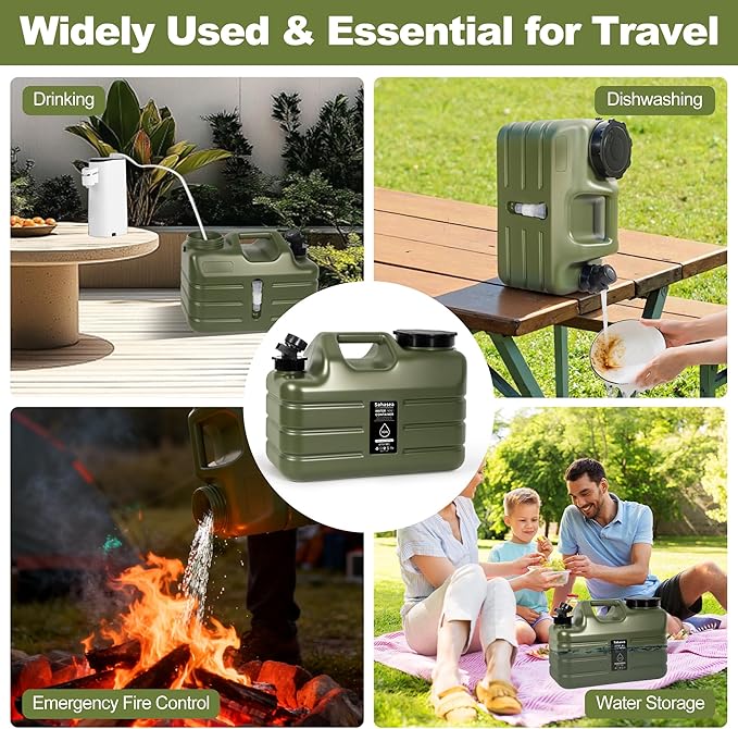 3 Gallon Water Jug, Portable Camping Water Jug BPA Free, Leak-Proof Water Storage Containers for Camping, Emergency Water Storage for Outdoor Hiking Picnic
