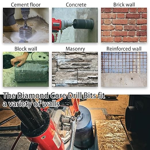 1 1/2 inch Dry Core Drill Bits 10in/254mm Drilling Depth， 5/8-11" Thread，10mm Diamond Segment Height，2 Adapters