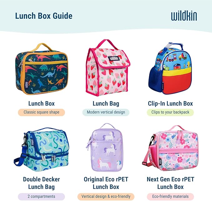 Wildkin Two Compartment Insulated Lunch Bag for Kids – School & Travel Ready - Rip-Stop Black