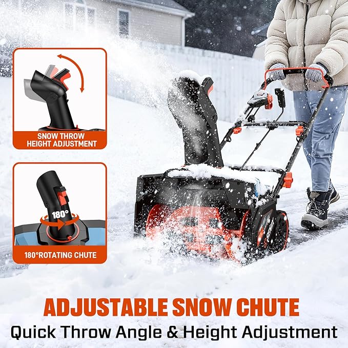 SENIX Electric Snow Blower,18 Inch Snow Thrower, Corded Snow Blower with 8-Inch Clearing Depth, 600lbs/min, 33ft Max Throw Distance, 15Amp 1700 Watt Motor, 4 LED Lights (STE14-M)
