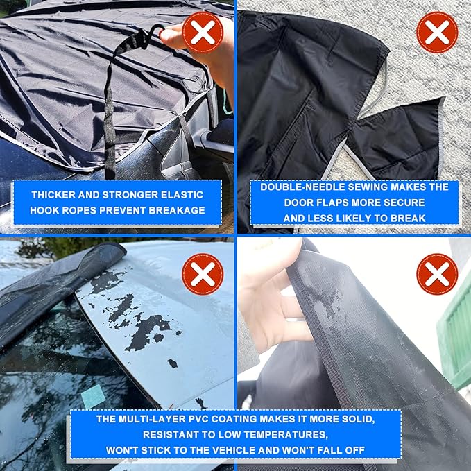 Windshield Cover for Ice and Snow,Heavy Duty 600D Oxford Fabric,Snow Windshield Cover for Car, Sedan,Trucks, SUV,Standard Winter Frost Hails Windshield Protector Blanket,Medium,70/55Wx44D Inch