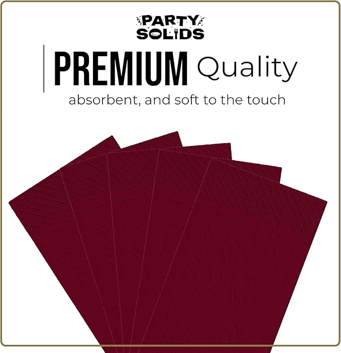 Burgundy Dinner Napkins Disposable 8" x 4" Folded - 40 Pcs 2 Ply Burgundy Napkins Disposable Paper Guest Towels for Bathrooms, Dinners, Everyday Parties & Party Supplies