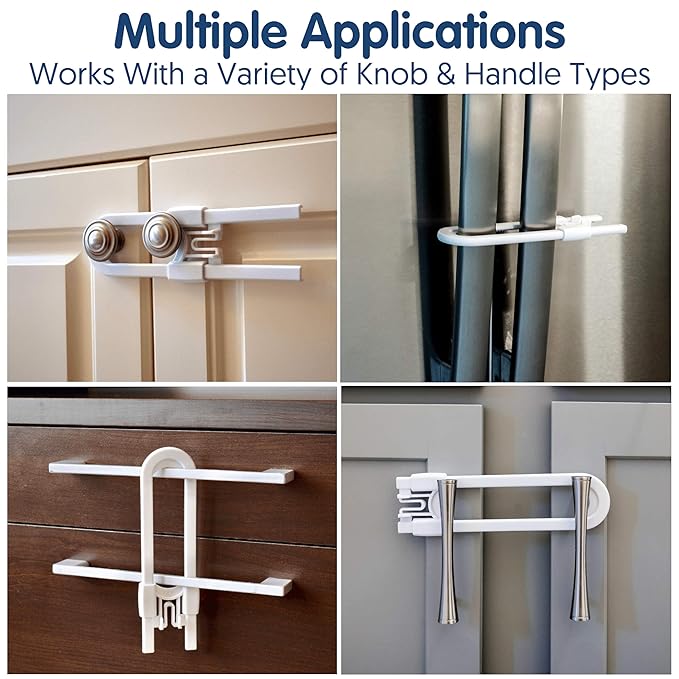 6-Pack Sliding Cabinet Locks - Reusable U-Shaped Child Cabinet Locks for Baby Proofing Cabinets, Drawers, Cupboards & More - No Tools, No Drilling, Easy to Use Child Proof Cabinet Latches by Wittle