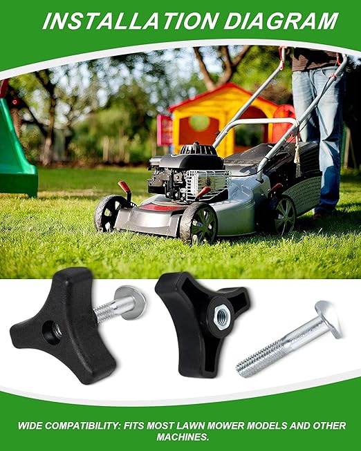 6 Sets Lawn Mower Handle Knobs Nut Bolt, Triangle Handle Knob Screw Bolt for Honda & Most Lawn Mower Machine Accessories