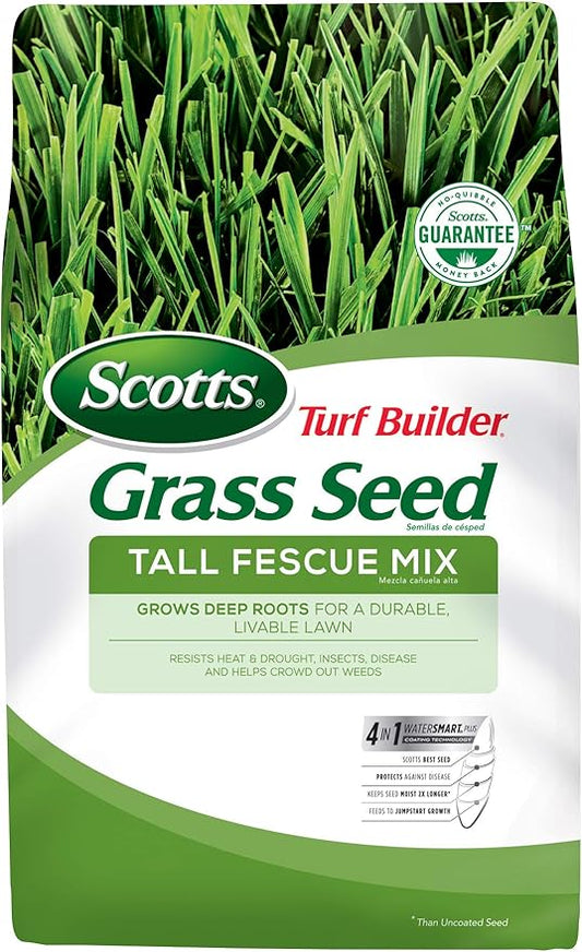 Scotts Turf Builder Grass Seed Tall Fescue Mix, Grows Deep Roots for a Durable, Livable Lawn, 40 lbs.