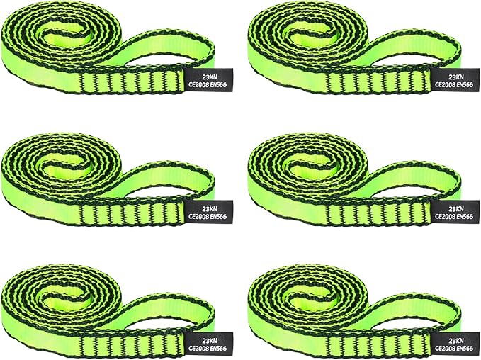 18MM Nylon Climbing Sling Runner - 23KN CE2008/EN566 Certified Outdoor Climbing Webbing for Rock Climbing, Rappelling, Mountaineering, Swing Gear, Outdoor Adventures & Emergency Anchoring