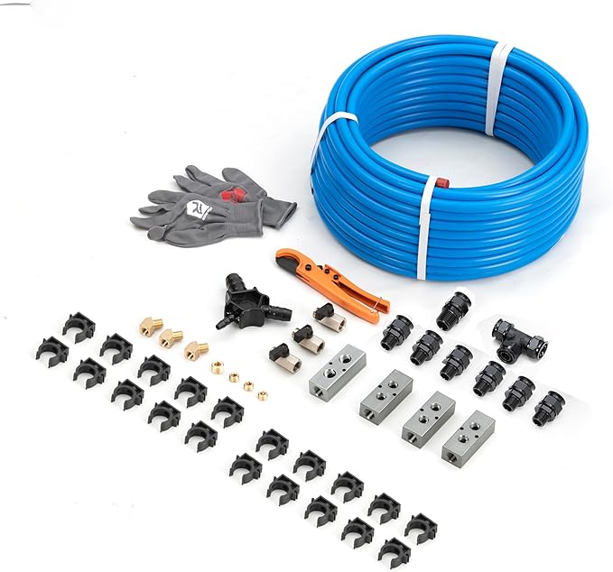 Air Compressor Accessories Kit 1/2" x 100 feet HDPE Aluminum Compressed Air Piping System Air Compressor Hose Pressured Leak-Proof Easy to Install 200PSI ASTM F1282