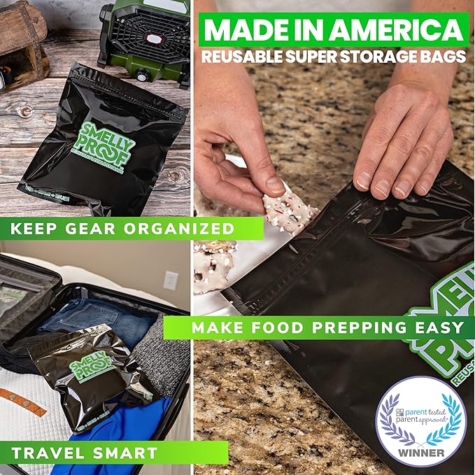 10pk LARGE Black Reusable Washable Bags, US-Made, BPA FREE, NO PEVA, Non-Silicone Food Storage 4-MIL Reusable Freezer 10 x Smelly Proof Bags Quart 8.5" x 10"