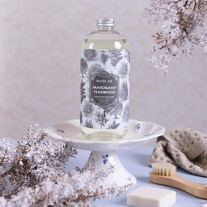 ROMIIE ZOI Liquid Hand Soap Refill, Teakwood, Gentle & Moisturizing Formula, 750 ML/ 26 FL OZ