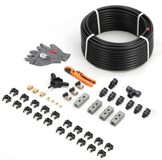Air Compressor Accessories Kit 1/2" x 100 feet HDPE Aluminum Compressed Air Piping System Black Air Compressor Hose Pressured Leak-Proof Easy to Install 200PSI ASTM F1282