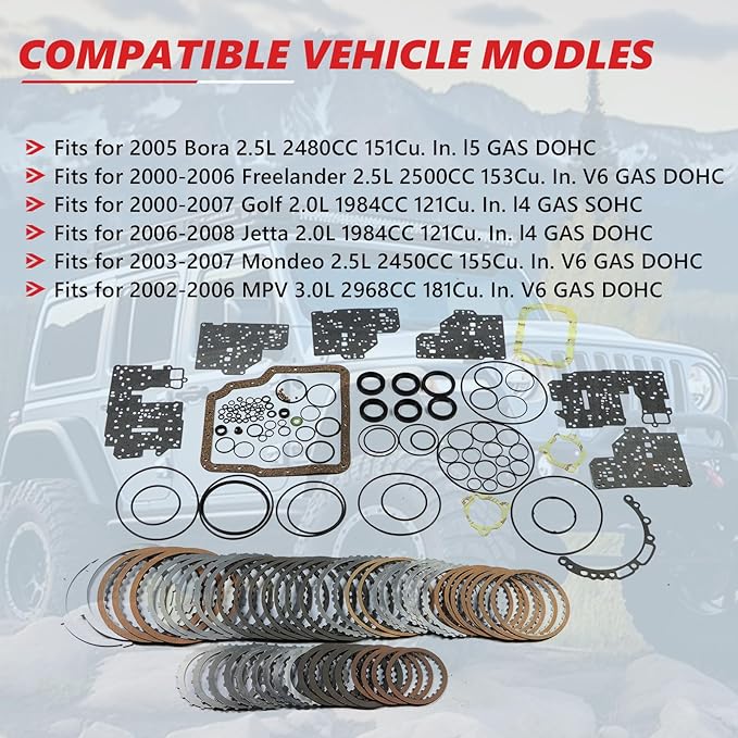 Transmission Master Rebuild Kit OE JF506E 09A 09B RE5F01A Fits for 2006-2008 Jetta 2.0L 2000-2006 Freelander 2.5L