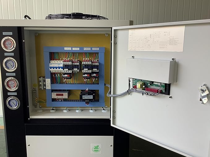 10HP Industrial Air-Cooled Water Chiller 220V 3-Phase 60hz |121,472 BTU Cooling Capacity, R407C Refrigerant, Precise Temperature Control 41°F-95°F for Industrial Process Cooling