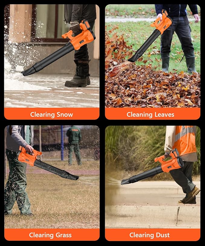 Leaf Blower Cordless with 2 3.0Ah Battery and Charger, Electric Leaf Blower with 6 Speed Modes, Cruise Control, Blowers for Lawn Care, Patios, Blowing Leaves and Dusts
