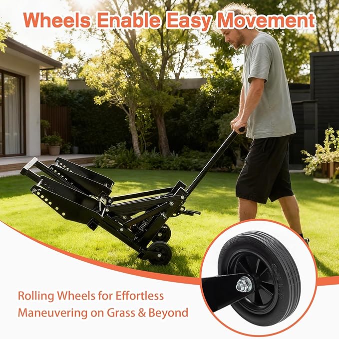 Heavy Duty Lawn Mower Lift Jack 550lbs Capacity Riding Mower Lift with Safety Lock& Non-Slip Wheels Lawn Tractor Lift Adjustable Wheel Span Suitable for Tractors and Zero Turn Lawn Mowers
