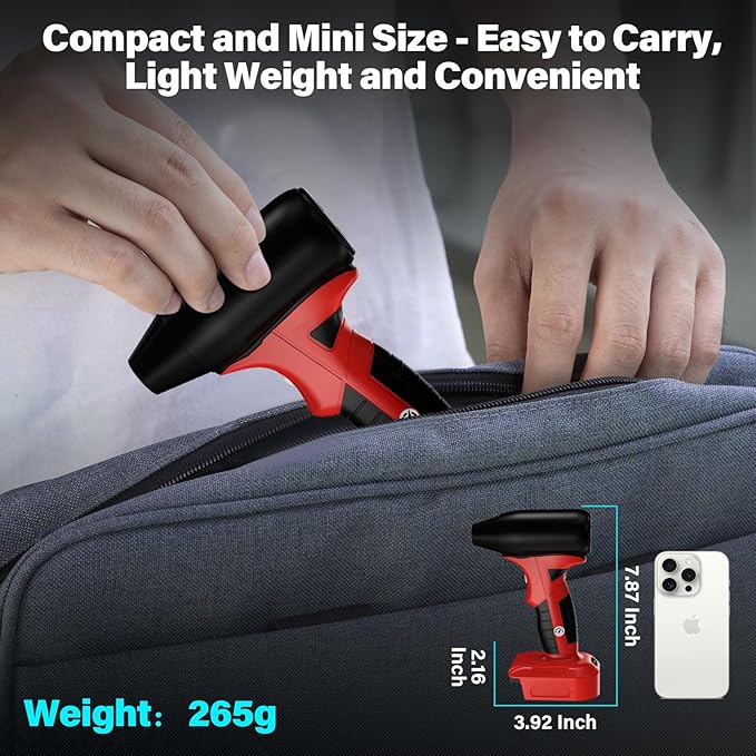 Jet Dry Blower for Milwaukee M-18 18V Battery,130000RPM Electric Air Duster, Jet Fan Blower for Computer Key Board Cleaning,Car Drying,Camping,Outdoors(No Battery)