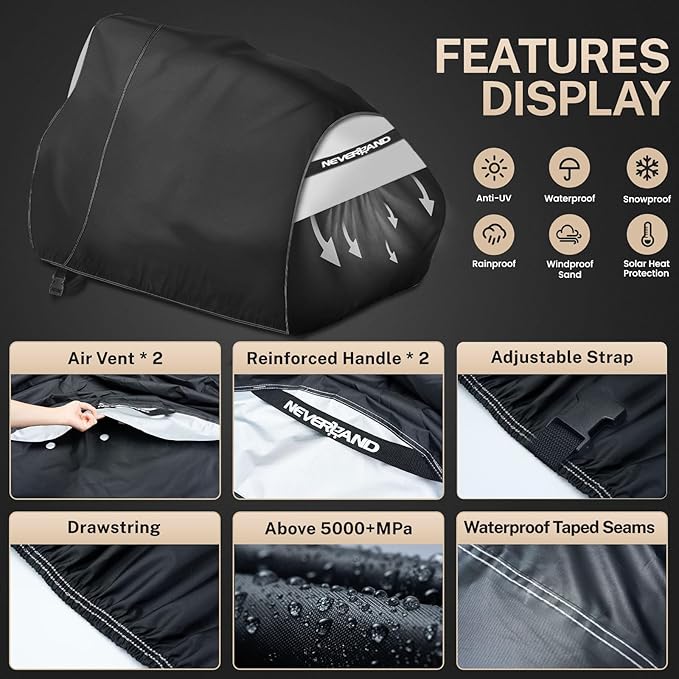 NEVERLAND Riding Lawn Mower Cover - Universal Fit 72x54x46 Inch, Waterproof Windproof Tractor Cover with Buckles & Straps, Heavy Duty PU Oxford for Outdoor Storage