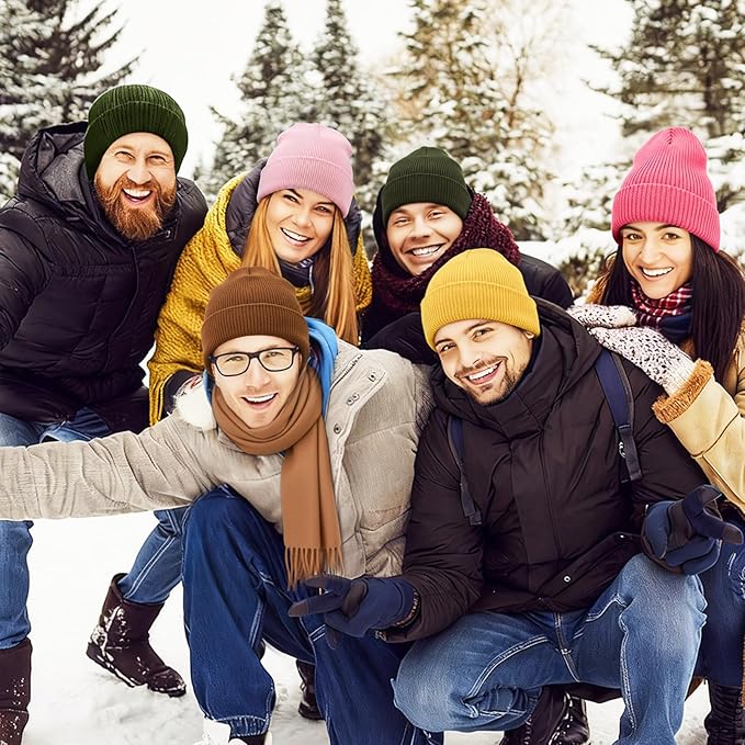Unittype 300 Pcs Winter Beanies Gloves Scarf Set Bulk 100 Knit Skull Cap 100 Pair Winter Gloves 100 Neck Warmer for Men Women
