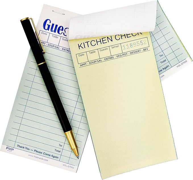 FMP Brands Double Part Guest Check for Servers, Server Note Pads 2500 Sheets (50 Pads), Server Books for Waitress with Carbon Copies, Guest Check 2 Part Carbonless, Check Book for Cafes, Restaurants