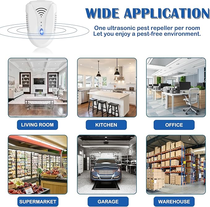 2025 Upgraded Version Ultrasonic Pest Repeller 6 Pack, Mouse Repellent Indoor Plug in, Insect Ultrasonic Repellent for Bugs Roach Insect Mice Spider Mouse Mosquito Ant, 3 Mode Switching (6 Pack)