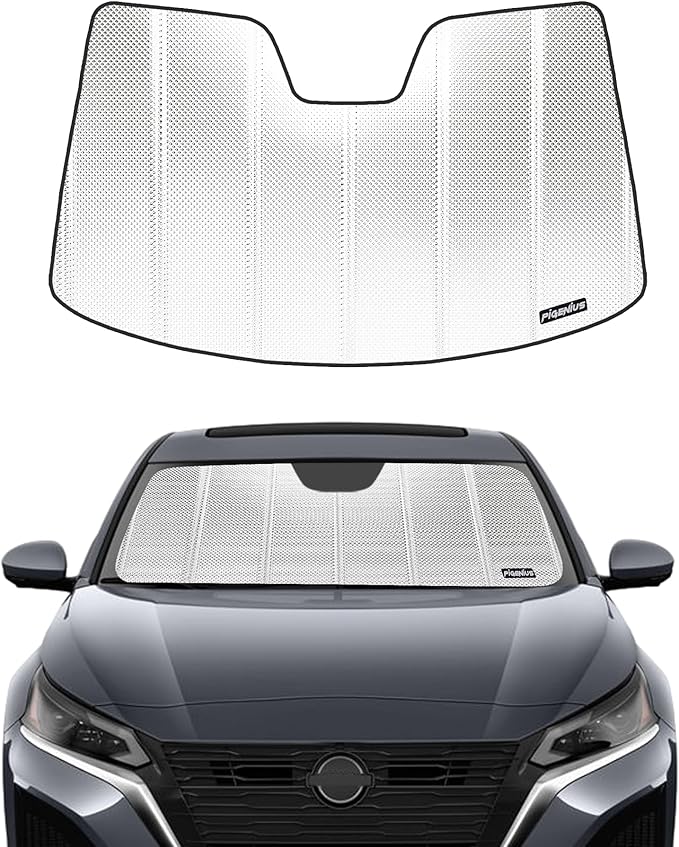 Windshield Sun Shade for Nissan Altima 2013-2018. Reflective Aluminum Film Front Window Sunshade - BLAZBLOCK