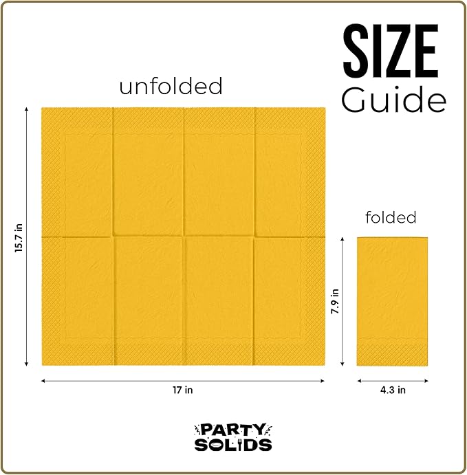 Yellow Dinner Napkins Disposable 8" x 4" Folded - 40 Pcs 2 Ply Yellow Napkins Disposable Paper Guest Towels for Bathrooms, Dinners, Everyday Parties & Party Supplies