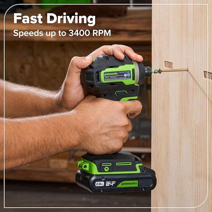 Greenworks 24V Brushless 10PC Power Tool Combo, Drill+Impact Driver+Circular Saw+Recip Saw+Jig Saw+Sander+Light+Multi-Tool+Nailer+Grinder (2) 4.0Ah+2.0Ah Batteries (24,000mAh Power Bank) USB-C Charger