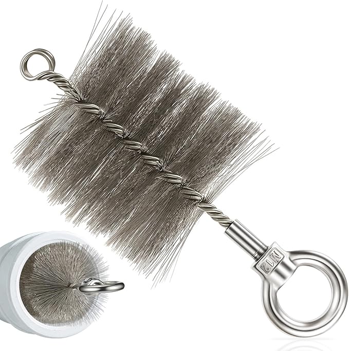 Flutesan 4-inch Cable Puller Brush Tool with Pull Ring, Cable Pulling Grip with Cleaning Brush for Heavy-Duty Duct, Deep & Curved Pipes, Stainless Steel Bristles for Stubborn Grime & Rust Removal