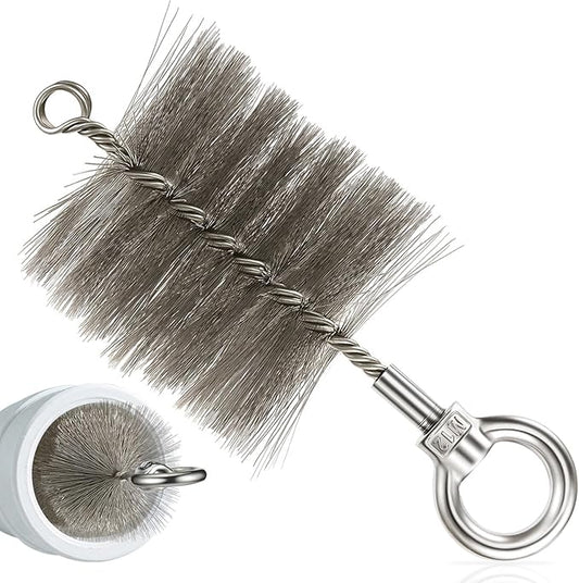 Flutesan 4-inch Cable Puller Brush Tool with Pull Ring, Cable Pulling Grip with Cleaning Brush for Heavy-Duty Duct, Deep & Curved Pipes, Stainless Steel Bristles for Stubborn Grime & Rust Removal