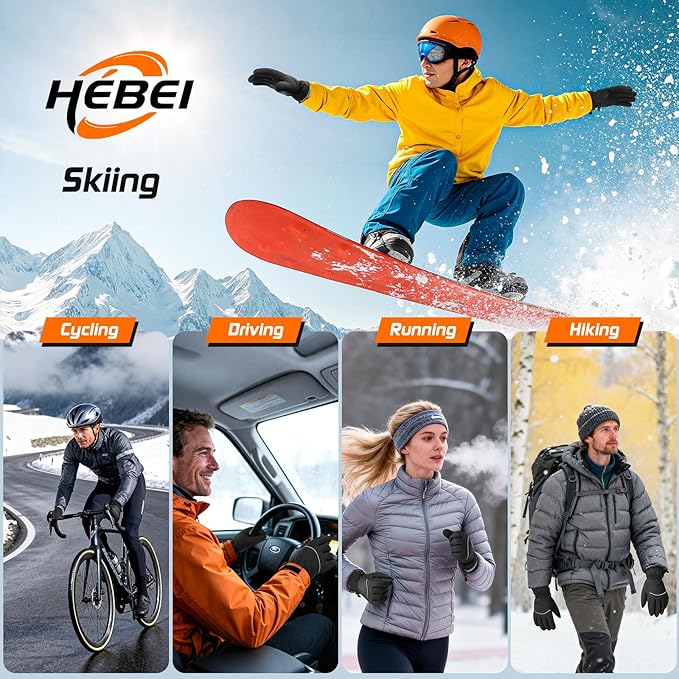 Waterproof Winter Gloves, Thermal Touchscreen Cold Weather Ski Snow Warm Windproof Gloves for Cycling Running Hiking Driving Camping Men Women