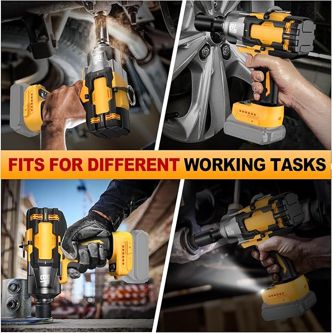 Cordless Impact Wrench 3/4" for De-Walt 20V Battery, 1475 Ft-lbs (2000N.m) High Torque power Impact Gun Heavy Duty Brushless, 3 Mode, 1/2" Impact Socket Adapter, Car Tire Truck RV Mower (No battery)