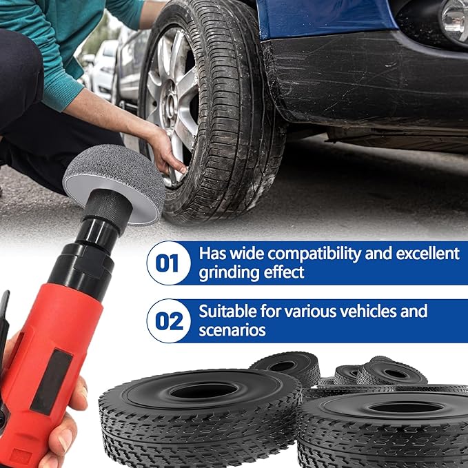 Moxweyeni 2 Set Buffing Wheel for Tire Repair Tire Buffer Tool, 2" Diameter with 3/8" Bore, Include Hexagon Adapter and Balance Wheel, Grinding Head Tools for Safer Repairs
