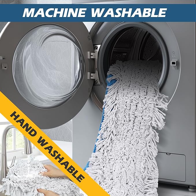 42" Commercial Mop,MASTERTOP Heavy Duty Dust Floor Mop with 52" Long Handle,Large Industrial Wet Dry Mops,Sweeper Broom for Hardwood, Tile, Laminate,Garage,School,Mall - 1 Cotton & 1 Microfiber Pad