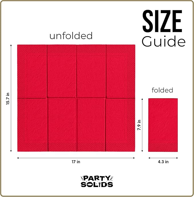 Red Dinner Napkins Disposable 8" x 4" Folded - 40 Pcs 2 Ply Red Napkins Disposable Paper Guest Towels for Bathrooms, Dinners, Everyday Parties & Party Supplies