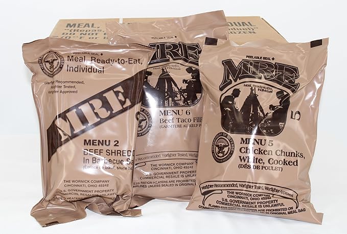 Wornick MRE Meals Ready to Eat, Inspection 2025, 2026 or Better, Emergency Food Supply, Survival Camping Outdoor 12 Pack (B Case, 1, Count)