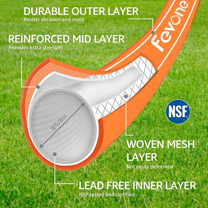 Fevone Garden Hose 75 ft., Lightweight Hybrid Water Hose, Flexible and Durable, Leak-Free Connections
