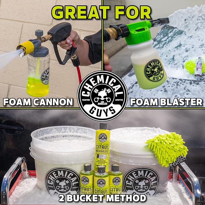 Chemical Guys Ultimate Scratch-Free Detailing Car Wash Bucket Kit with Accessories, Car Detailing Kit With Dirt Trap, Wash Mitt, Lid, and 16 oz Soap, Safe For Trucks, SUVs, Motorcycles, RVs