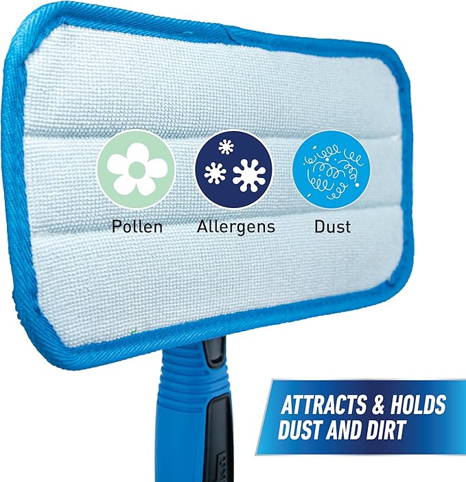 Unger Professional ProClean Indoor Window Cleaning Kit with 2’ Pole, Washing Tool with Swivel Head for Tight Corners and Edges, Streak-Free Results on Glass and Mirrors, Reusable Microfiber Pads