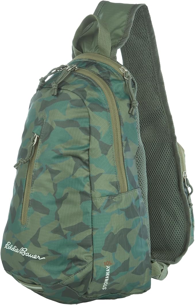 Eddie Bauer Stowaway Packable Sling Bag | Foldable | Travel | Outdoor | Lightweight | Compact | Everyday Carry | Ripstop Nylon | 10L - Sprig Green