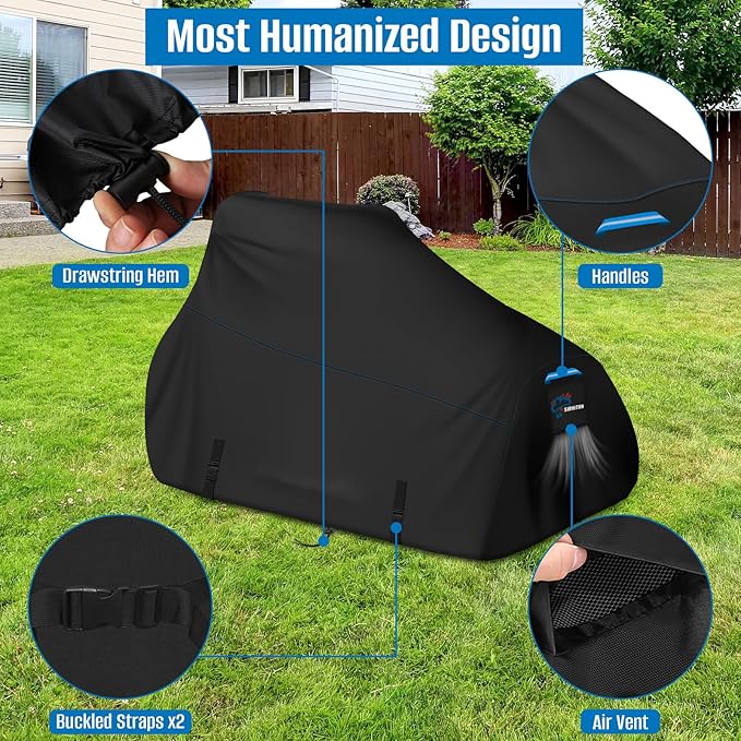 SIRUITON Zero Turn Mower Cover, Heavy Duty 600D Oxford Zero Turn Mower UV Dust Waterproof Protection Cover, Outdoor Garden Lawn Mower Tractor Covers Fits Up to 54" With Storage Bag