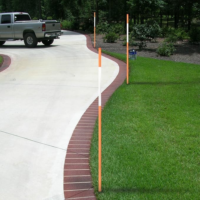 Fibermarker Reflective Driveway Markers 72-Inch Orange 20-Pack 5/16-Inch Dia Solid Snow Poles Snow Markers