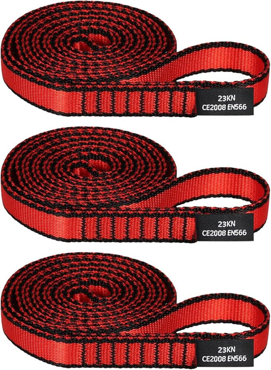 18MM Nylon Climbing Sling Runner - 23KN CE2008/EN566 Certified Outdoor Climbing Webbing for Rock Climbing, Rappelling, Mountaineering, Swing Gear, Outdoor Adventures & Emergency Anchoring
