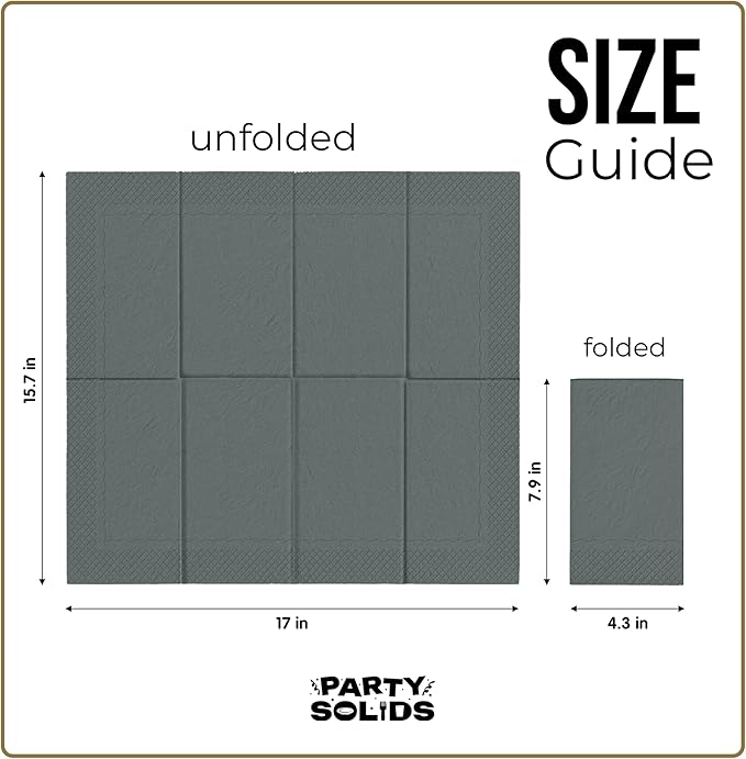 Silver Dinner Napkins Disposable 8" x 4" Folded - 40 Pcs 2 Ply Silver Napkins Disposable Paper Guest Towels for Bathrooms, Dinners, Everyday Parties & Party Supplies