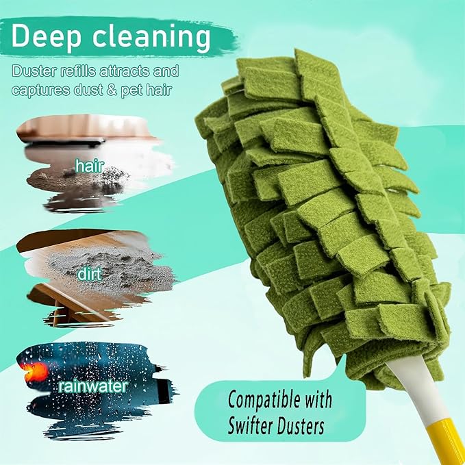 8 Pack 6 Layer Fleece Duster Refills for Swiffer Hand Duster, Zero Waste, 360-degree Cleaning，Reusable and Washable Replacement Dusters for Cleaning Ceiling Fan Hardwoods and Furniture(Dark Color)