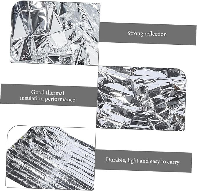 Mikinona 10Pcs Emergency Blanket Windproof Thermal Insulation Outdoor Warming Blanket for Camping Hiking and First Aid