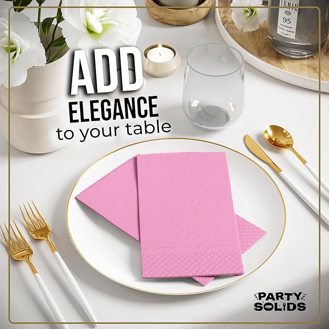 Pink Dinner Napkins Disposable 8" x 4" Folded - 40 Pcs 2 Ply Pink Napkins Disposable Paper Guest Towels for Bathrooms, Dinners, Everyday Parties & Party Supplies