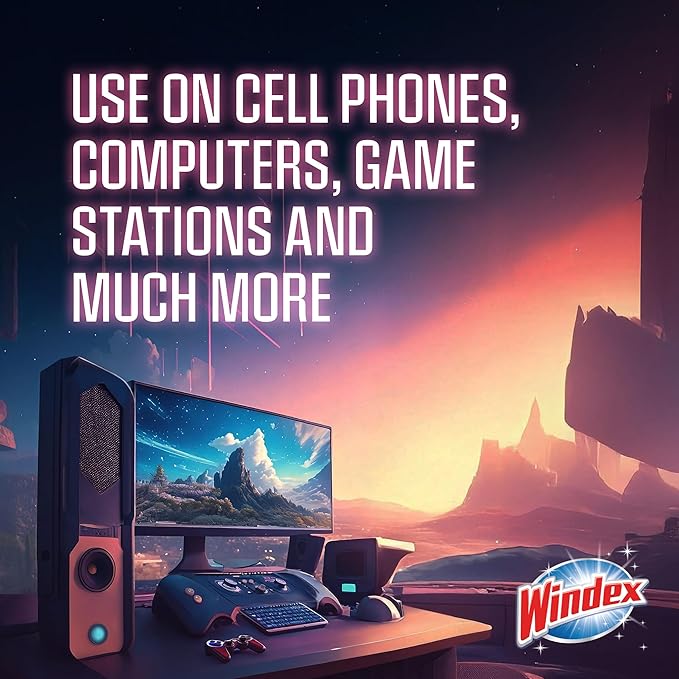 Windex Gaming Cleaning Wipes, Pre-Moistened Wipes to Instantly Clean all Gaming Gear and Electronics, Resealable Packaging for a Freshness Lock, 25 count (Pack of 2)
