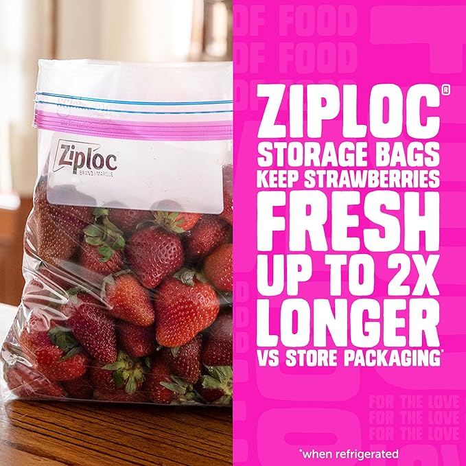 Ziploc Gallon Food Storage Bags, New Stay Open Design with Stand-Up Bottom, Easy to Fill, 30 Count (Pack of 4) (Packaging May Vary)